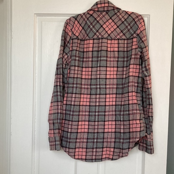 Pink gray plaid flannel button up vintage 90s 00s punk grunge Urban Outfitters - Picture 5 of 5